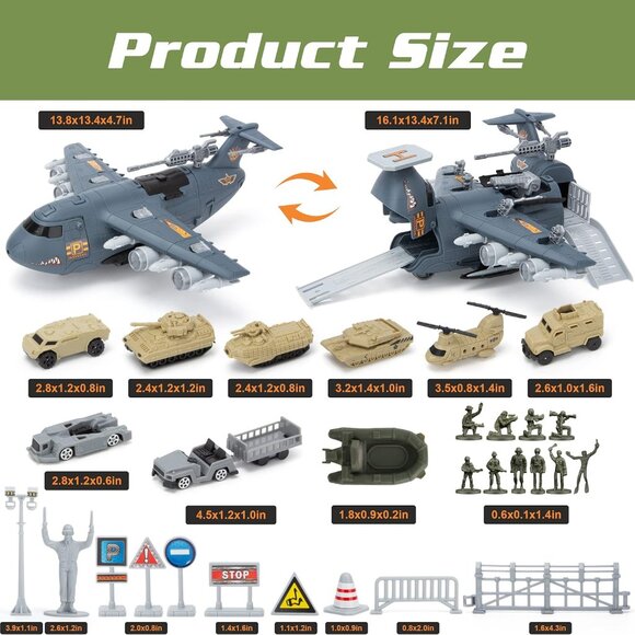NEW! Military Airplane Toy Set, Army Toys Fighter Jet Playset - Picture 2 of 6